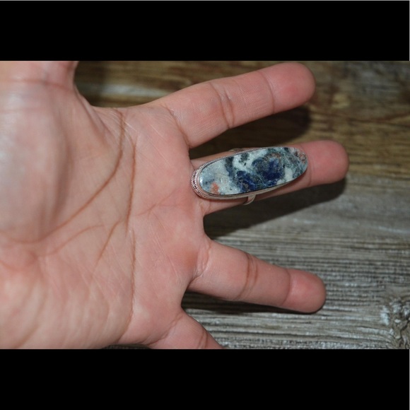 Oversize Stone of Sodalite Ring Size 7 1/4 - Picture 4 of 9
